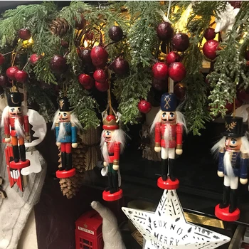 OurWarm 6stk Træ-Nøddeknækkeren Dukke Soldat Miniature Figurer Vintage Håndværk Dukke Nye År julepynt Hjem Indretning