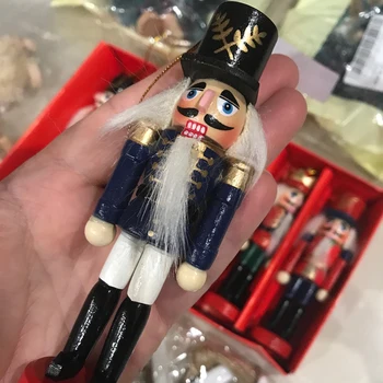 OurWarm 6stk Træ-Nøddeknækkeren Dukke Soldat Miniature Figurer Vintage Håndværk Dukke Nye År julepynt Hjem Indretning