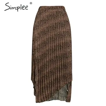 Simplee Vintage leopard print kvinder midi-nederdel Boheme efteråret uregelmæssige kvindelige Høj talje nederdel, casual streetwear damer nederdel