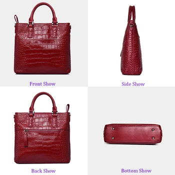 HIGHREAL Krokodille Mønster i Ægte Læder Taske Kvinder Skulder Messenger Tasker Luksus Berømte Designer Håndtasker i Høj Kvalitet