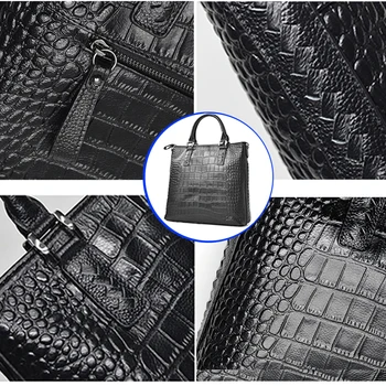 HIGHREAL Krokodille Mønster i Ægte Læder Taske Kvinder Skulder Messenger Tasker Luksus Berømte Designer Håndtasker i Høj Kvalitet