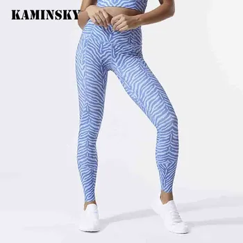 Kaminsky Stribet Legging Kvinder, Høj Talje Push-Up Leggings Elastisk Træning Jeggings Kvindelige Patchwork Trænings-Og Sportstøj Pants