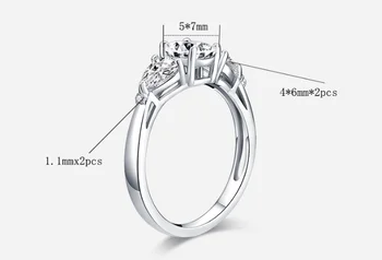 5*7mm S925 Fine Smykker, sterling sølv ring Lab-oprettet diamant Karat 4Cs bryllup forslag drøm