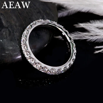 AEAW 14K White Gold 2mm Moissanite Evighed Bryllup Band til Kvinder Gave Damer Stabelbare Guld Bryllup Rin