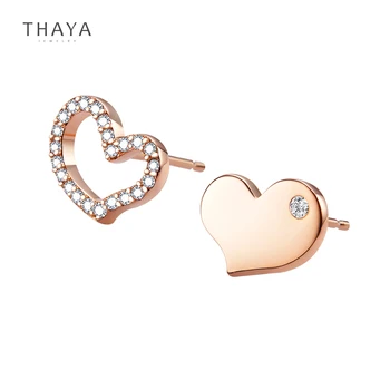 Thaya Real s925 Sølv Hjerte Form Stud Øreringe Zircon Charme For Kvinder Girl Fine Mode Engagement Smykker Gave