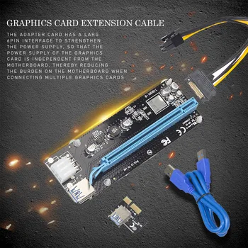 USB 3.0-port til Mini PCI-E til PCIe port til PCI Express-1x til 16x Extender Riser Raiser Kort Adapter SATA 6Pin Power Kabel til BTC Minedrift 4Pin