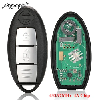 Jingyuqin 2 Knap Bil Smart Fjernbetjening Nøgle til NISSAN Qashqai X-Trail Nøglefri Controller Continontal PULSAR 433.92 MHz 4A Chip