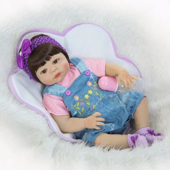 NPK Nyfødte Baby Doll genfødt 55cm 23 Tommer Reborn Baby pige Virkelige Liv Levende Dukke Legetøj Blød Silikone Åbne Øjne blå sved