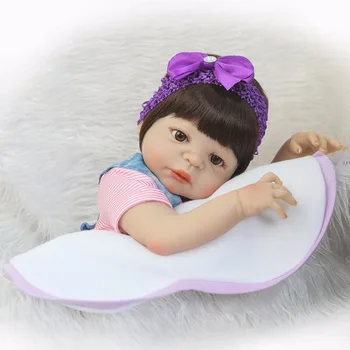 NPK Nyfødte Baby Doll genfødt 55cm 23 Tommer Reborn Baby pige Virkelige Liv Levende Dukke Legetøj Blød Silikone Åbne Øjne blå sved