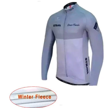 Strava 2019 trøje pro team vinter termisk fleece langærmet Sæt Maillot Ropa Ciclismo Hombre invierno Cykel tøj