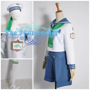 Gratis Iwatobi Svømme Klub Cosplay Haruka Nanase Cosplay Hvid Herre Sailor Uniform Gratis Iwatobi Svømme Klub Cosplay Costume+ Hat+sokker