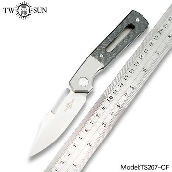 TWOSUN Knive 14C28N Blade Folde Pocket Kniv Taktiske Camping Kniv Udendørs Af kulfiber, Titanium EDC Hurtigt Åbne TS267