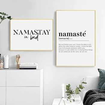 Namastay I Seng Udskriver Yoga Indretning Soveværelse Moderne Kunst På Væggene , Namaste Definition Lærred Maleri Yoga, Zen-Kunst Prints