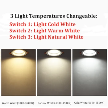 [DBF]Rammeløse 3 Lys, Temperatur Foranderligt Forsænket LED Downlight 7W 10W 12W 15W Dyb Blænding Loft Spot Lys Pic Baggrund
