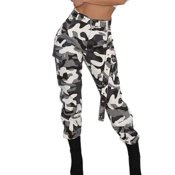 Nye Kvinder Camo Fragt Høj Talje Hip Hop Bukser Bukser Militær Hær Bekæmpe Camouflage Lange Bukser Hot Capris