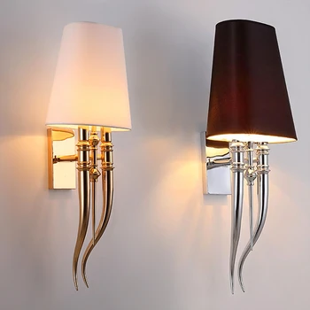 Sort/Hvid Lampeskærm&Metal væglampe Moderne Opholdsstue, Spisestue, soveværelse væglamper AC85-265V Sconce lamper E14