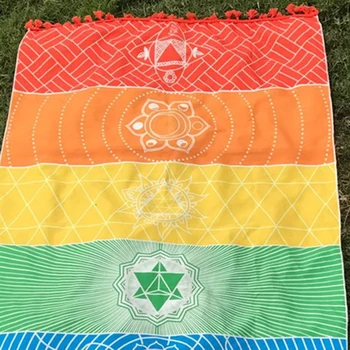 Rainbow-Chakra-Tapetet Strand Yoga Måtten Solcreme Sjal Gobelin Hippie Boho Sigøjner 150*75cm