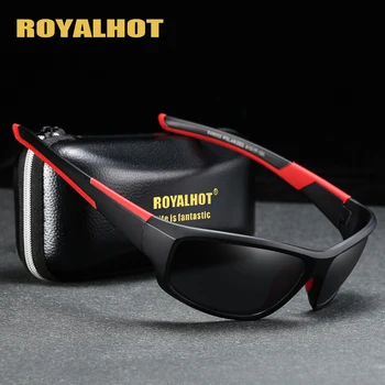 RoyalHot Mænd Kvinder Polariseret Sort og Rød Sports Solbriller Vintage solbriller Retro Briller Nuancer Oculos Mandlige 900204