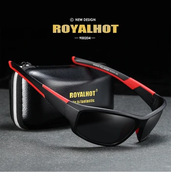 RoyalHot Mænd Kvinder Polariseret Sort og Rød Sports Solbriller Vintage solbriller Retro Briller Nuancer Oculos Mandlige 900204