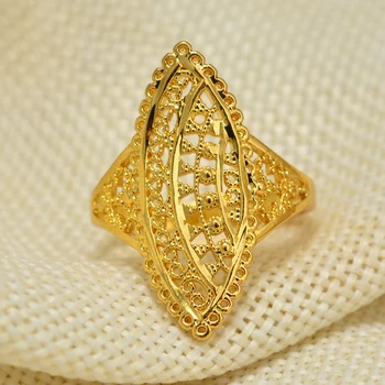 Dubai Etiopien 5Style blomster Guld Farve Ring for Kvinder/Pige Arabiske Ring Kobber Smykker i Mellemøsten, Israel/Irak/Oman/Gave