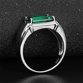 HuiSept Ring 925 Sølv Smykker Rektangel Form Safir Ædelsten Åbne Finger Ringe til Kvinder, Mænd, Bryllup, Engagement Party Gave