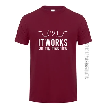 Sommeren Mænd T-Shirts Morsomme Nørd, Det virker på min maskine T-Shirt t-shirt til Mænd Bomuld O Hals Computer Programmør Top Tees