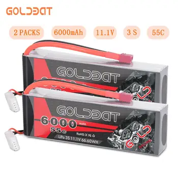 2 enheder GOLDBAT 6000mAh lipo Batteri 11,1 V RC Bil 3S Lipo Batteri 11,1 V lipo Batteri fpv 55C med Deans Stik til Lastbil Heli