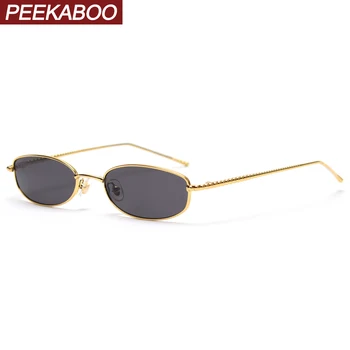 Peekaboo mandlige små solbriller kvinder square 2021 nye trendy full metal guld vintage briller til mænd uv400 sommer stil