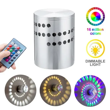 RGB Spiral Hul Led væglampe 3W Dæmpbar Spiral Lampe Med Fjernbetjening Overflade Installere Mini-Lys Til Spil-Rummet Bar