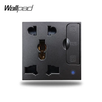 Wallpad S6 Sort Hvid 5 Pin Universal Væg Stikkontakt Med Dobbelt 3.1 Opladning via USB Porte, Modulære DIY Fri Kombination