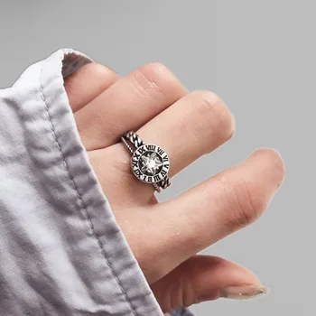 Foxanry 925 Sterling Sølv Zircon Ringe, Nye Mode, Vintage Håndlavet Kæde Vævning Part Smykker til Kvinder Størrelse 16mm Justerbar