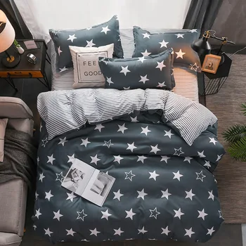 Classic-sengetøj sæt 5 størrelsen grå blå plaid sommeren sengelinned 4pc/set duvet cover sæt Pastorale lagen AB side dynebetræk 2020