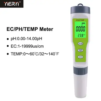 Yieryi NYE Digitale Vand Tester 4 1/3 i 1 Test EC/TDS/PH/TEMP Water Quality Monitor Tester Kit til Swimmingpools Drikkevand
