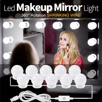 5V Makeup Spejl Pære Hollywood Forfængelighed Lys Trinløs Dæmpning USB-Mirror Lampe 6 10 14Bulbs Kit til toiletbord