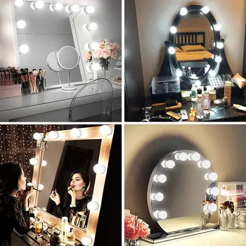 5V Makeup Spejl Pære Hollywood Forfængelighed Lys Trinløs Dæmpning USB-Mirror Lampe 6 10 14Bulbs Kit til toiletbord