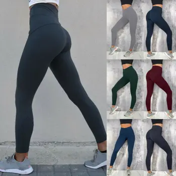 Kvinder Casual Høj Talje Trænings-Og Leggings Damer Solid Farve Kradser Lange Leggings Ankel-Længde Kvinde Tøj