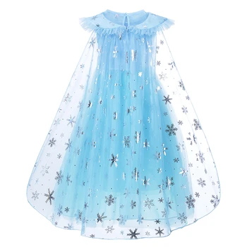 Kids Christmas Dress Girl Prinsesse Kjole op Elsa Kostume Snefnug Mønstre uden Ærmer Mesh Prom Dress Elsa Congelada Vestido