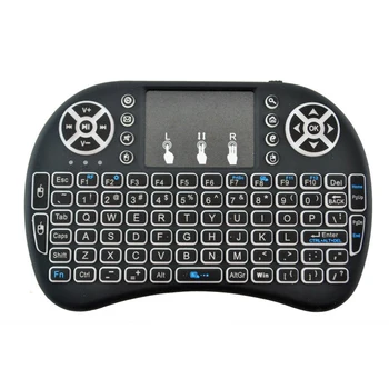 I8 Mini Wireless Keyboard 7 Colofull Baggrundsbelysning, engelsk, russisk, fransk, spansk Flue Air Mouse 2,4 G Touchpad ' en til Android TV Box PC