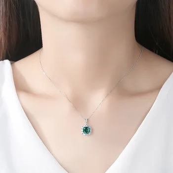 MetJakt S925 Sterling Sølv Emerald Mode Atmosfære Kvinders Halskæde
