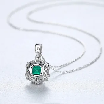 MetJakt S925 Sterling Sølv Emerald Mode Atmosfære Kvinders Halskæde