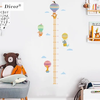 Ægte DICOR Kawaii Dyr Tegnefilm Wall Stickers til Børn Værelser Baby Zimmer Deko Højde Måle vægoverføringsbilleder PVC selvklæbende