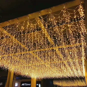 LED Icicle String Lys Jul kulørte Lamper garland Udendørs Hjem Til Bryllup/Party/Forhæng/Have Dekoration 3x1/3x3/6x3m