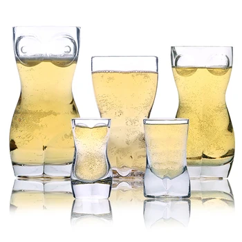 Sexy Dame Mænd Holdbar Dobbelt Væg Whisky Glas Vin Skudt Kreative Body Form Glas, Kop, Glas Kæmpe Brystet Beer Cup 4