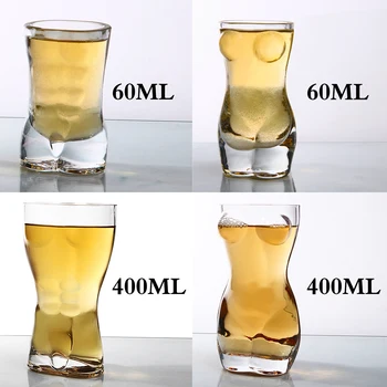 Sexy Dame Mænd Holdbar Dobbelt Væg Whisky Glas Vin Skudt Kreative Body Form Glas, Kop, Glas Kæmpe Brystet Beer Cup 4