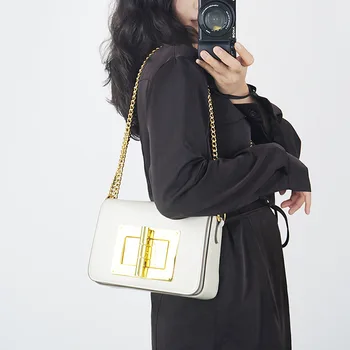 2020 Mode Kvinders Taske Kæder Messenger skuldertaske Solid Lille Torv Bag Metal Lås Læder af Høj Kvalitet Kvindelige Håndtaske