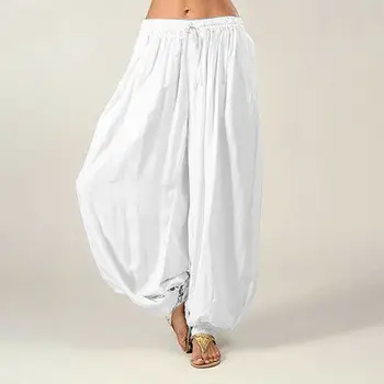 Kvinder bukser Aladdin, Ali Baba stil solid elastik Afghanske genie hippie løs mode lady dance, casual bukser bomuld Plus størrelse 3XL