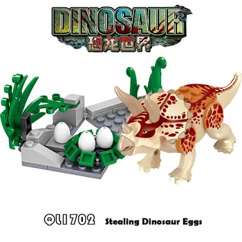 QL1702 Jurassic Dinosaur byggesten Legetøj Triceratops Verden Park Model City Stjæle Æg Lastbil Tal Klodser Til Børn