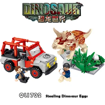 QL1702 Jurassic Dinosaur byggesten Legetøj Triceratops Verden Park Model City Stjæle Æg Lastbil Tal Klodser Til Børn