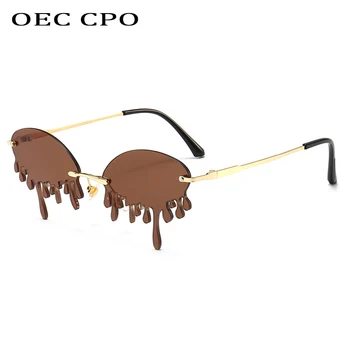 OEC CPO Nye Mode Tendens Sjove Solbriller Kvinder Brand Design Net Red Stage Vis Hundrede Tårne Tårer Solbriller UV400 очки O507