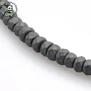Facetteret Mat Stil Galvaniserede Ikke-Magnetisk Hæmatit Perler, Abacus Tråde, Sort Forkromet, 3x2mm, Hul: 1mm, ca